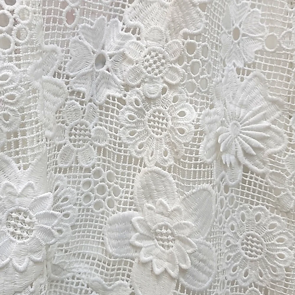 Resort White Lace Dress With Floral Applique - Picture 2 of 9